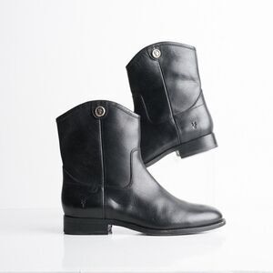 Frye Womens Melissa Button Short Black Leather Cowboy Boot Bootie US 7.5 EU 38.5